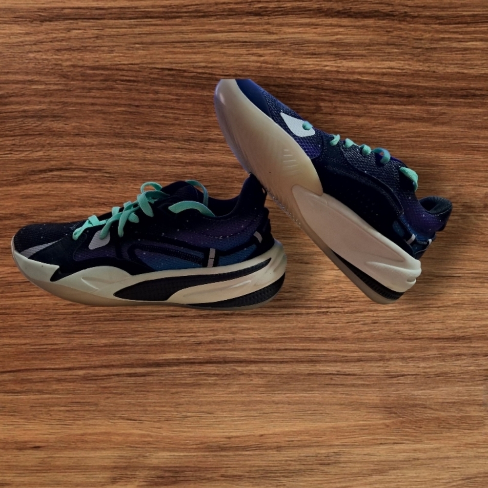Puma Super Mario Men's  Navy and Teal Sneakers - Picture 5 of 9
